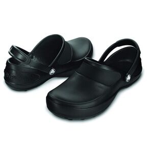 Crocs Mercy Work Clogs Solid Black Slingback Strap Closed Toe Size 7 Women’s